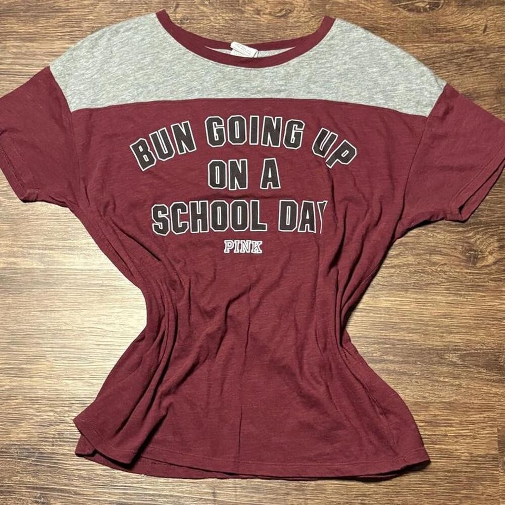 Victoria-s-secret Women's Burgundy and Red T-shirt
